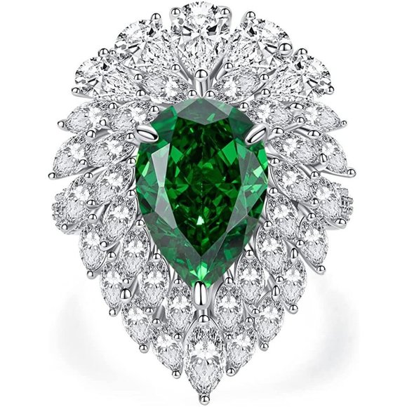 Sparkling Bling Things Jewelry - NEW Sparkling Bling Cubic Zirconia Emerald Pear Shape May Birthstone Rin…